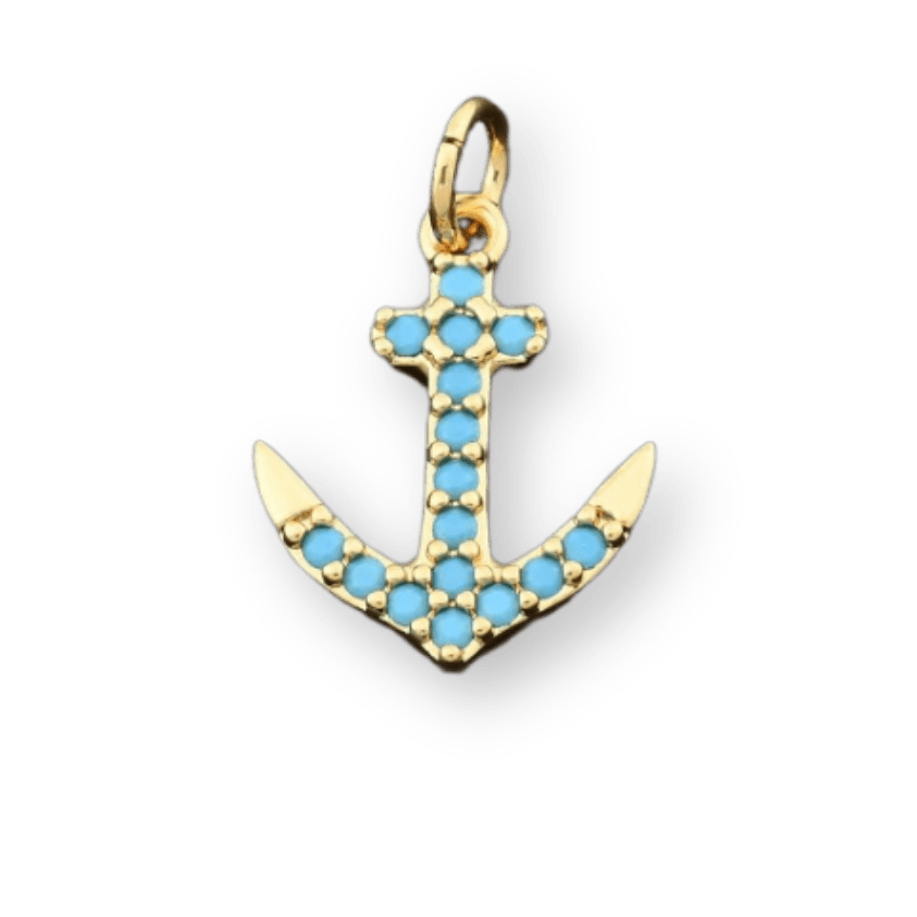turquoise anchor charm gold - Emerson & Oliver - Necklace