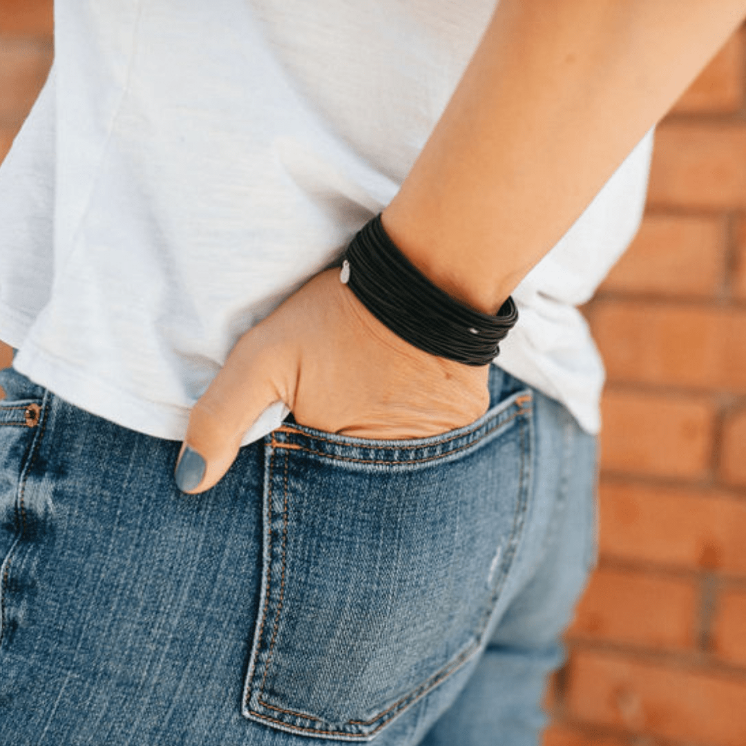 Matte Black DIA Bracelets - M - 7" - Emerson & Oliver