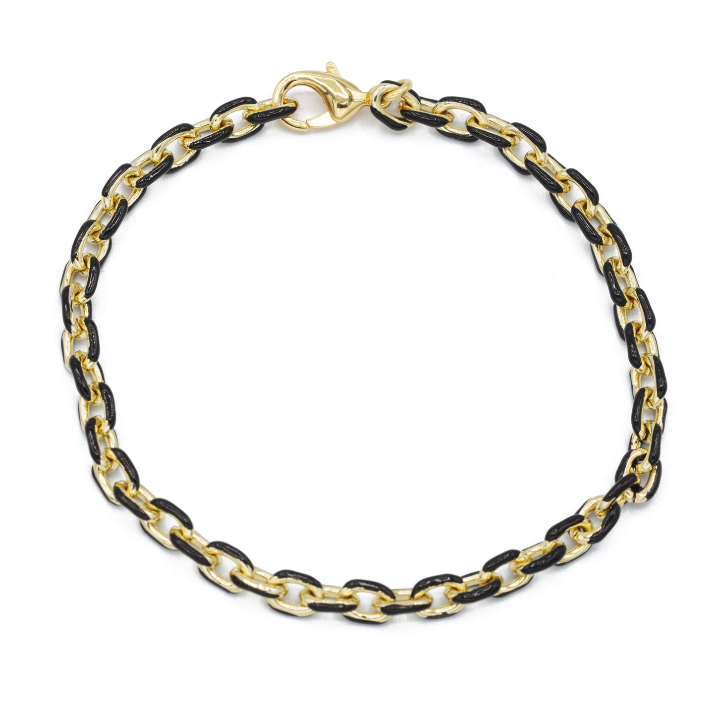 mini enamel chain bracelet black
