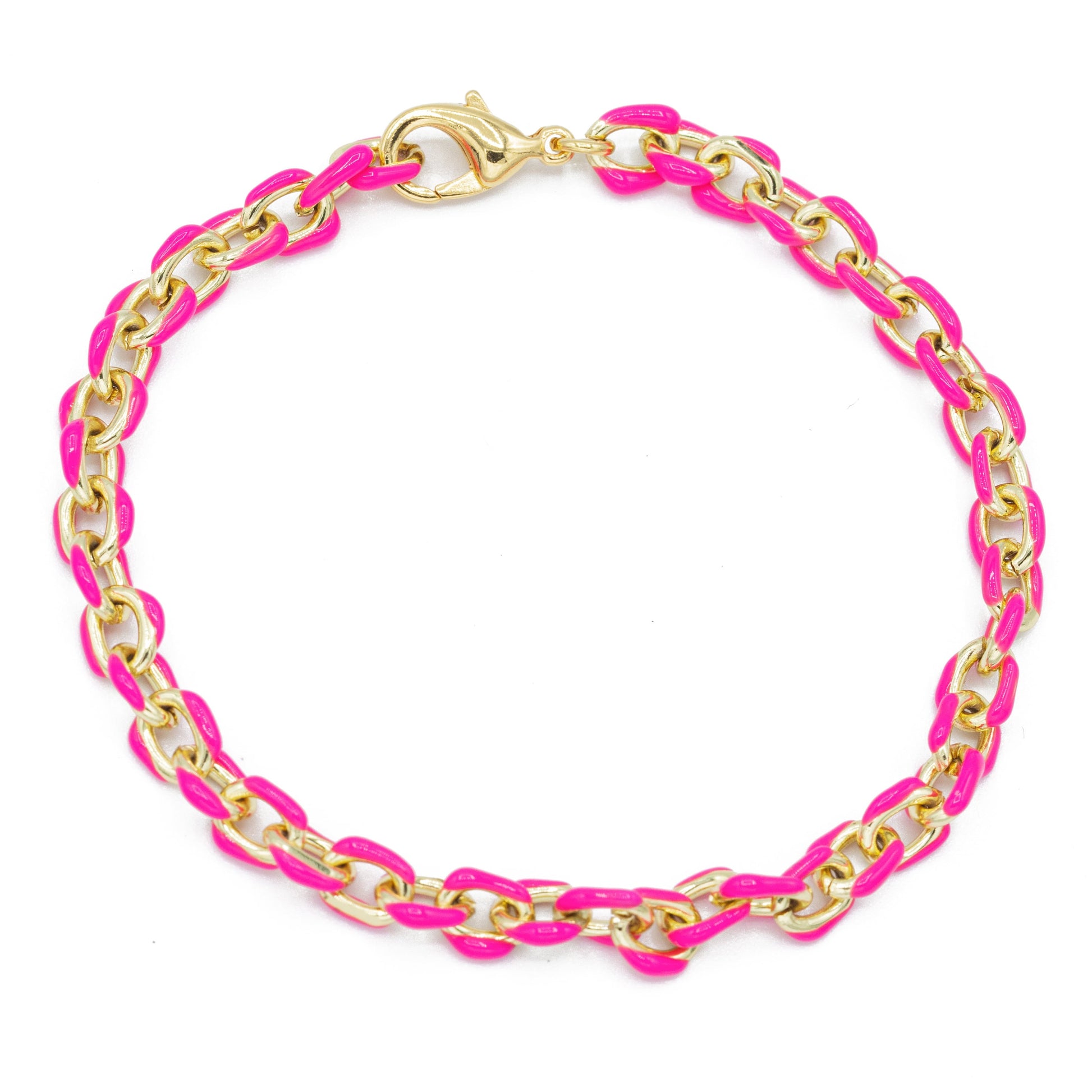 mini enamel chain bracelet magenta