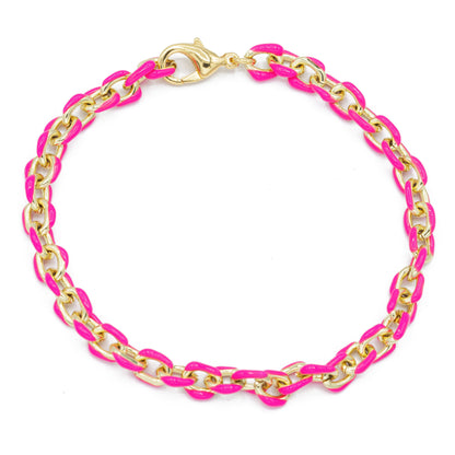 mini enamel chain bracelet magenta