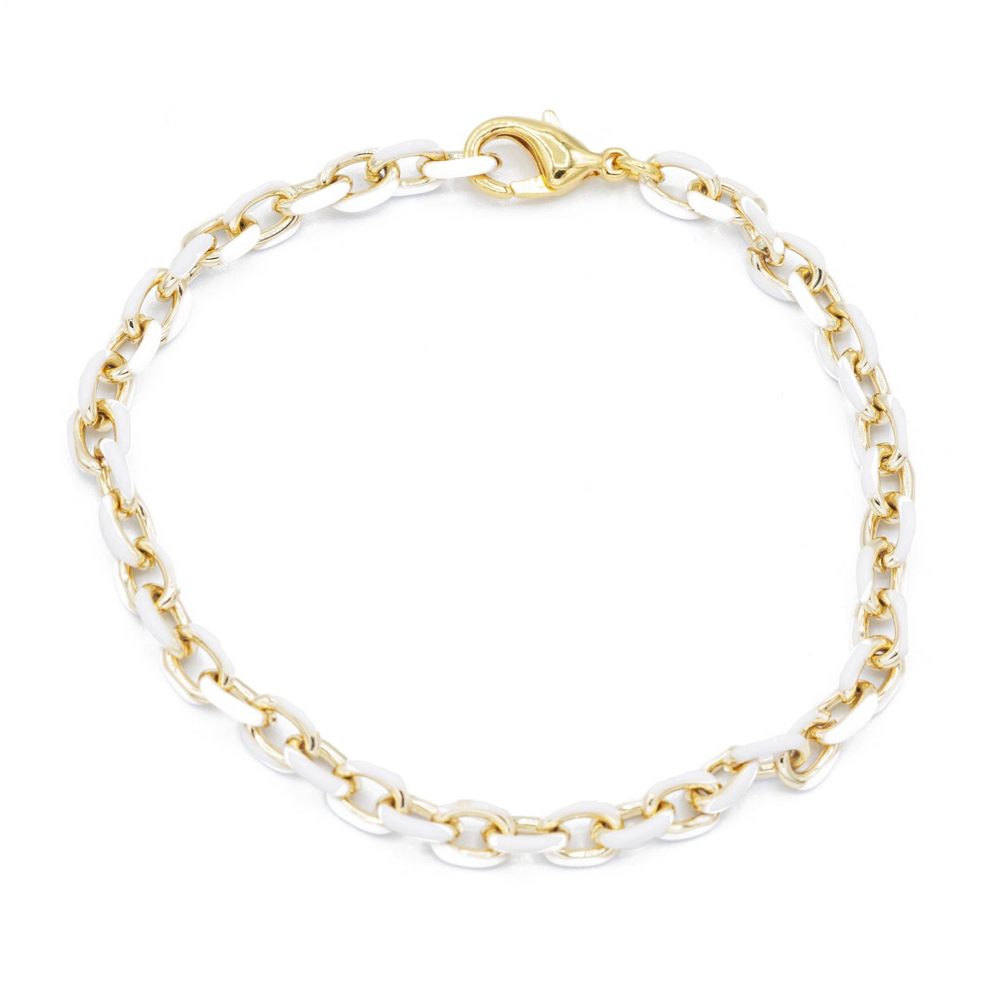 mini enamel chain bracelet white