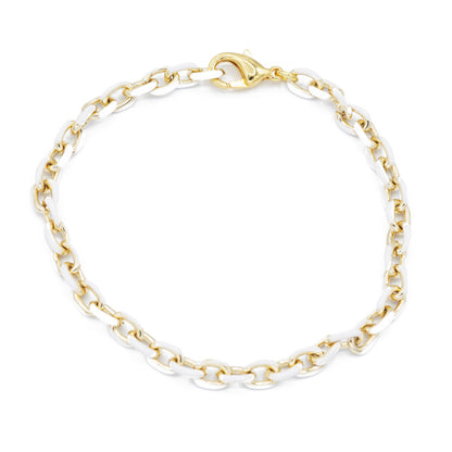 mini enamel chain bracelet white
