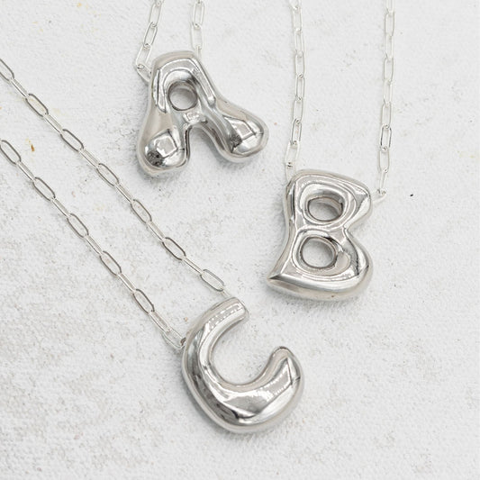 Silver Bubble Letter Necklace - Emerson & Oliver - Necklace
