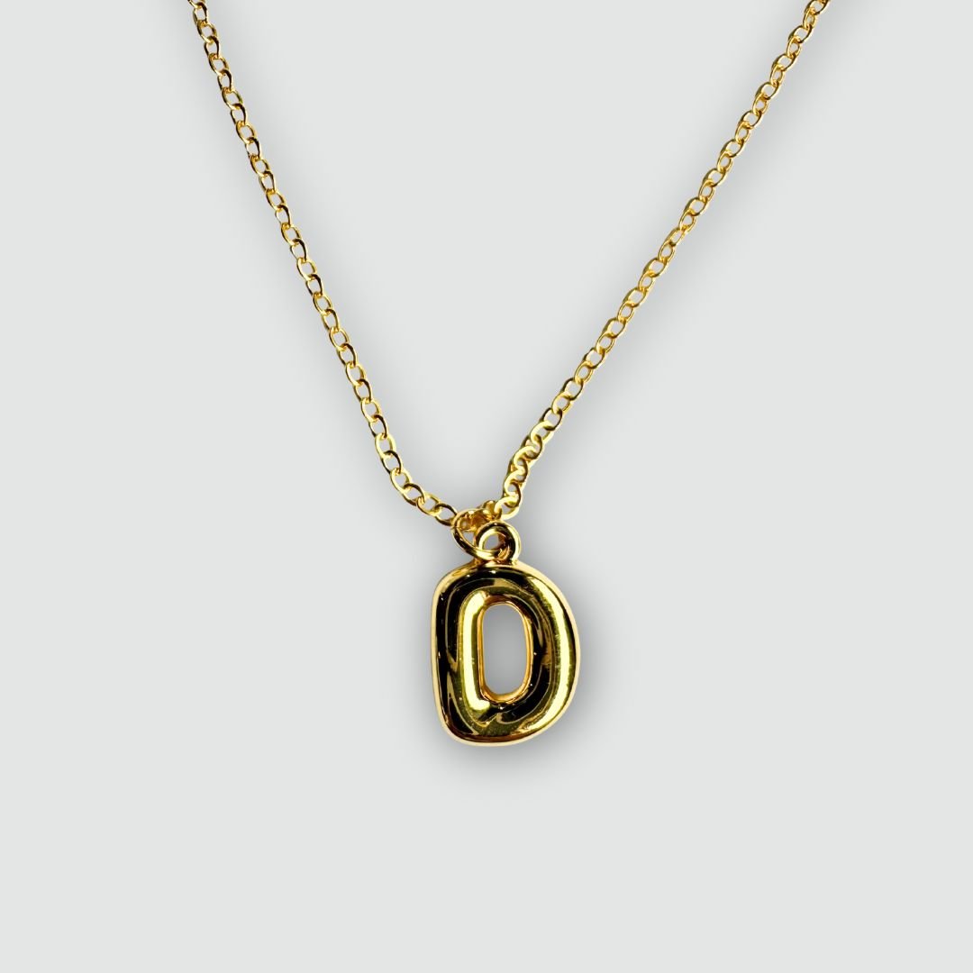 Small Gold Bubble Letter Necklace - Emerson & Oliver - Necklace Charms