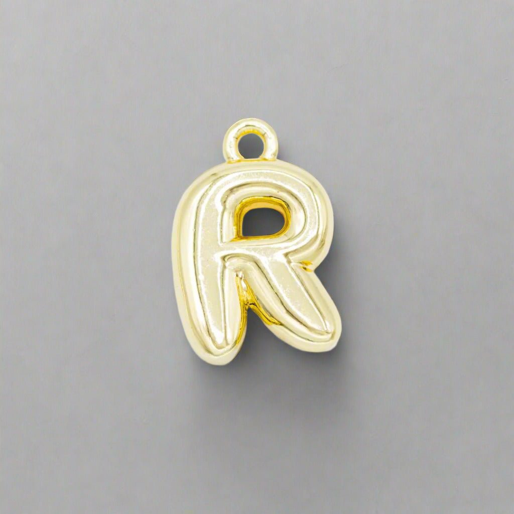 Small Gold Bubble Letter Necklace - Emerson & Oliver - Necklace Charms