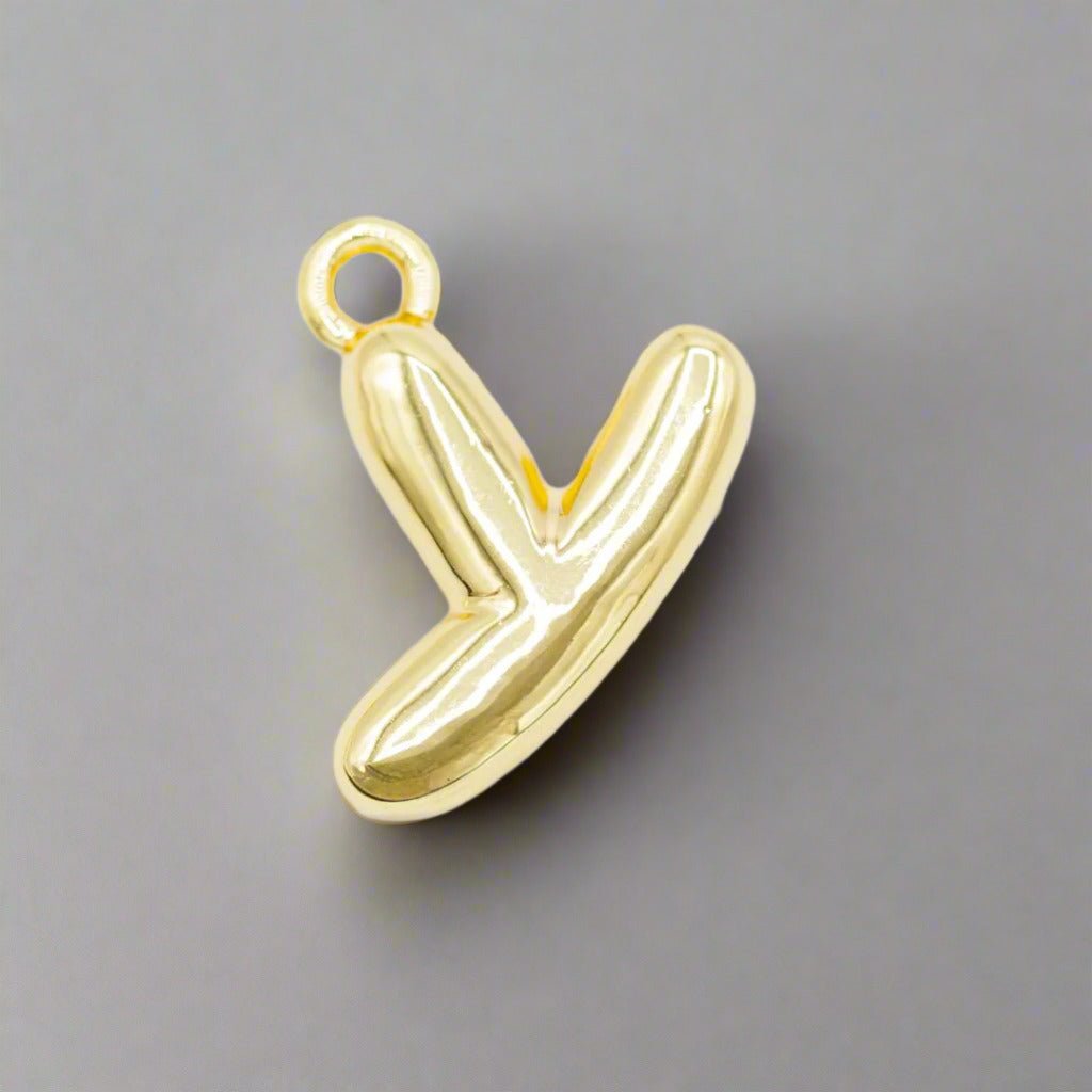 Small Gold Bubble Letter Necklace - Emerson & Oliver - Necklace Charms