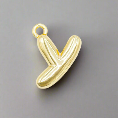 Small Gold Bubble Letter Necklace - Emerson & Oliver - Necklace Charms
