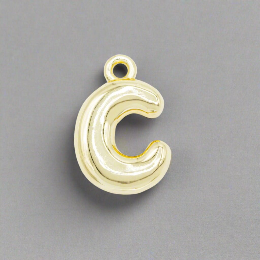 Small Gold Bubble Letter Necklace - Emerson & Oliver - Necklace Charms
