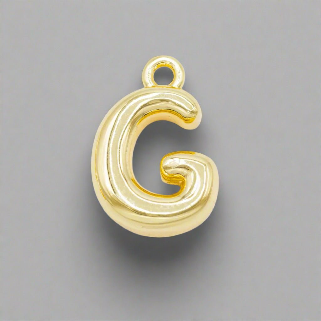 Small Gold Bubble Letter Necklace - Emerson & Oliver - Necklace Charms