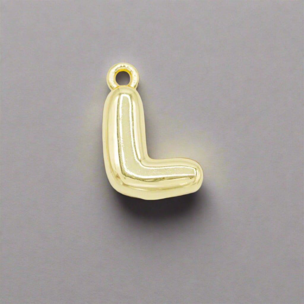 Small Gold Bubble Letter Necklace - Emerson & Oliver - Necklace Charms