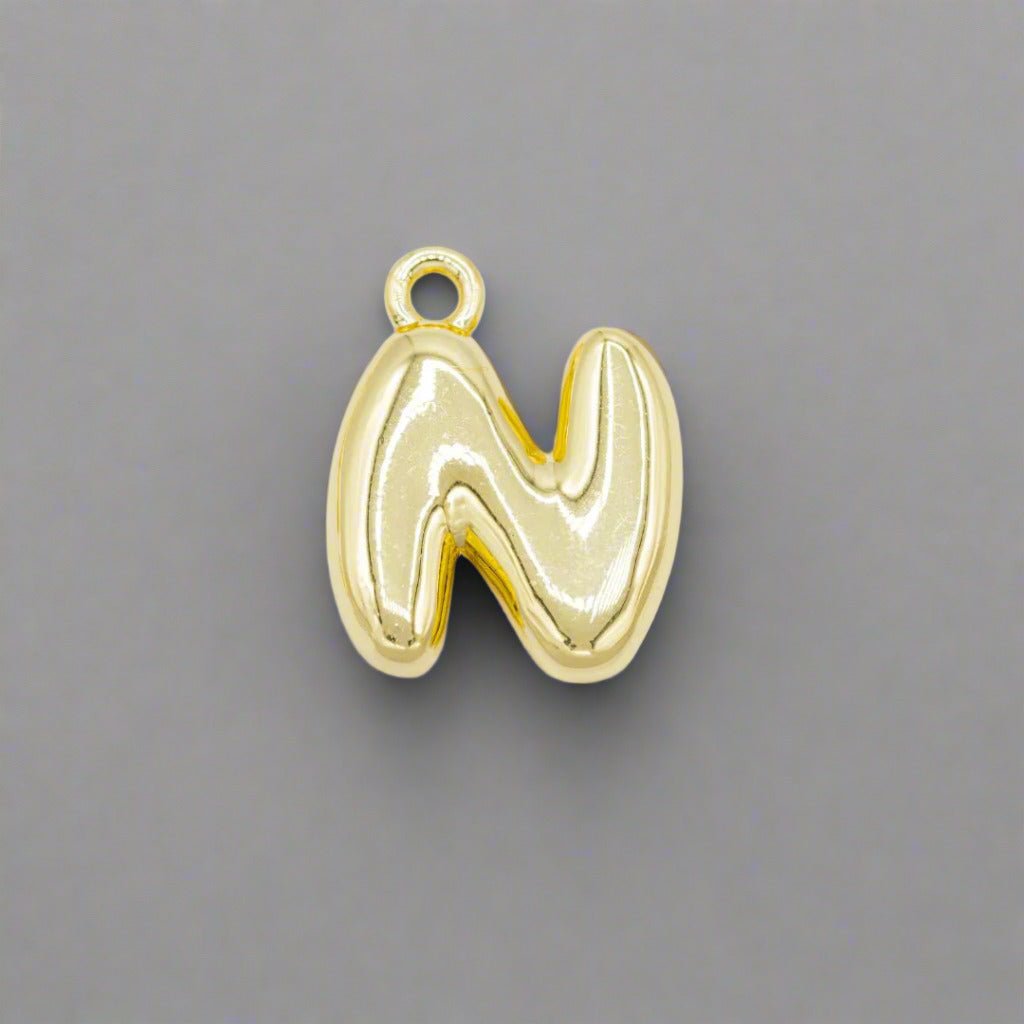 Small Gold Bubble Letter Necklace - Emerson & Oliver - Necklace Charms