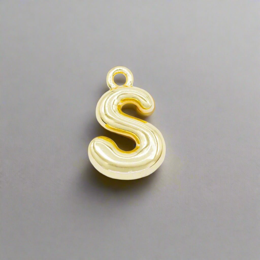 Small Gold Bubble Letter Necklace - Emerson & Oliver - Necklace Charms