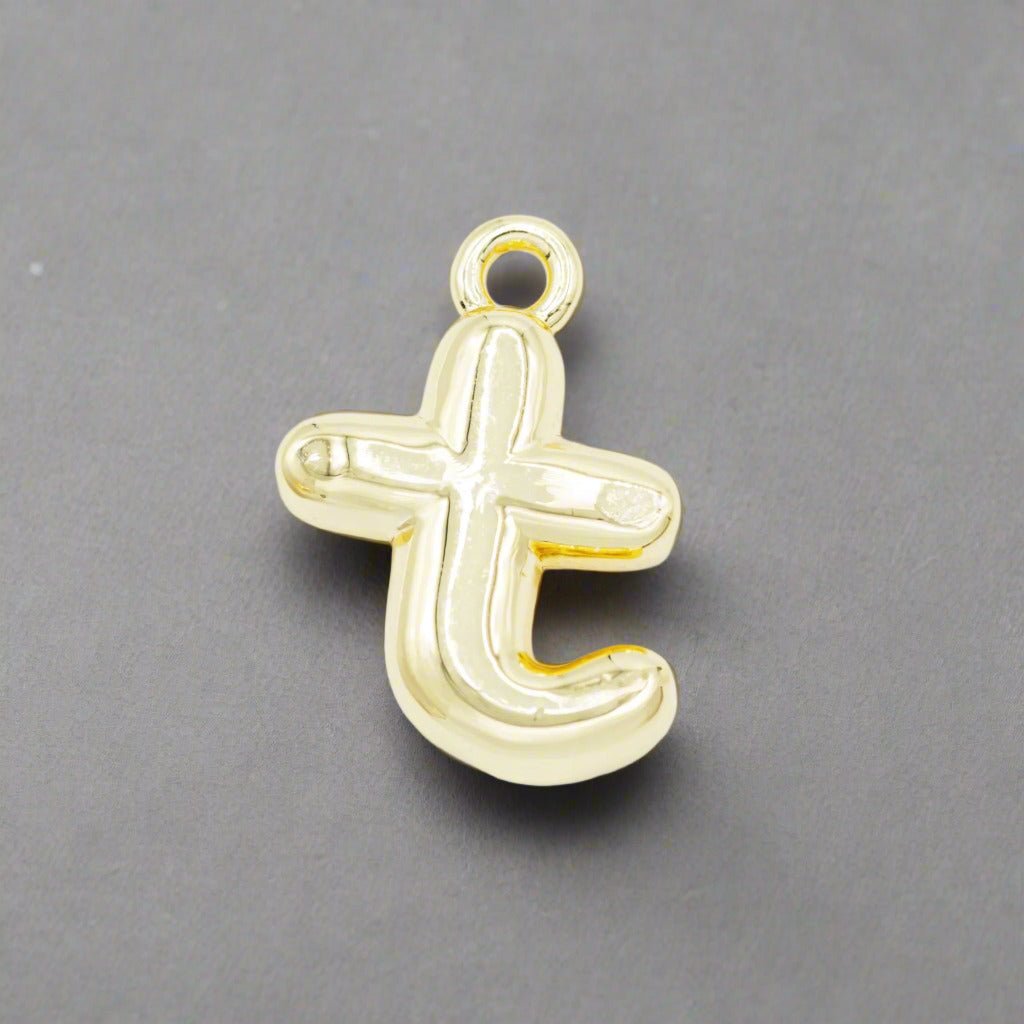 Small Gold Bubble Letter Necklace - Emerson & Oliver - Necklace Charms