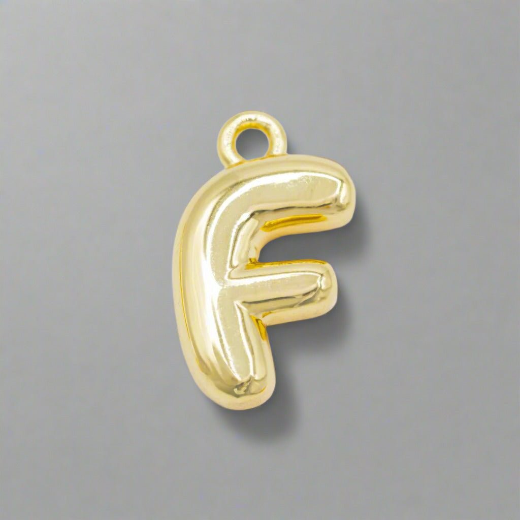 Small Gold Bubble Letter Necklace - Emerson & Oliver - Necklace Charms