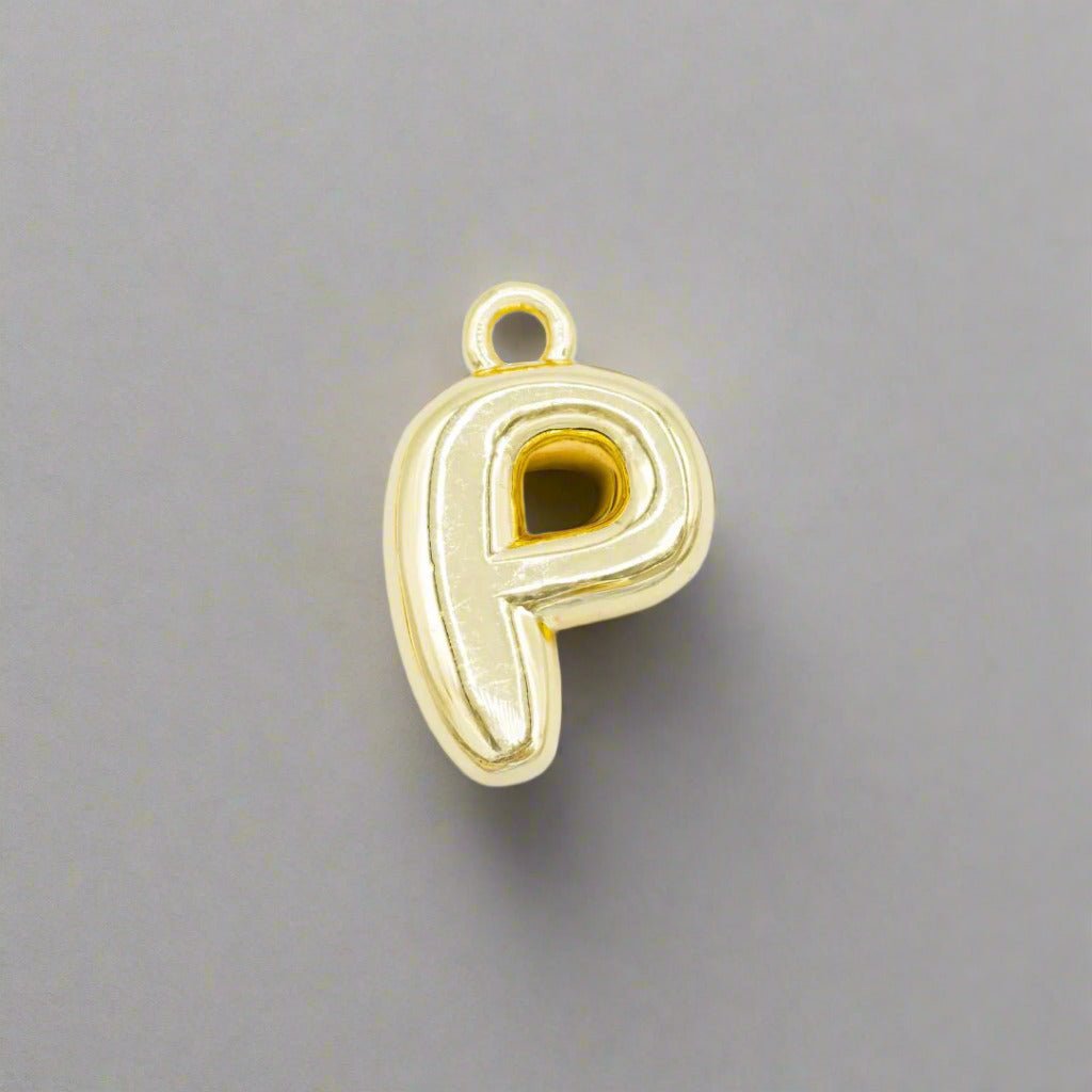 Small Gold Bubble Letter Necklace - Emerson & Oliver - Necklace Charms