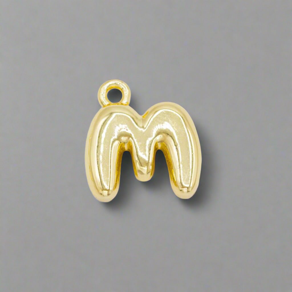 Small Gold Bubble Letter Necklace - Emerson & Oliver - Necklace Charms