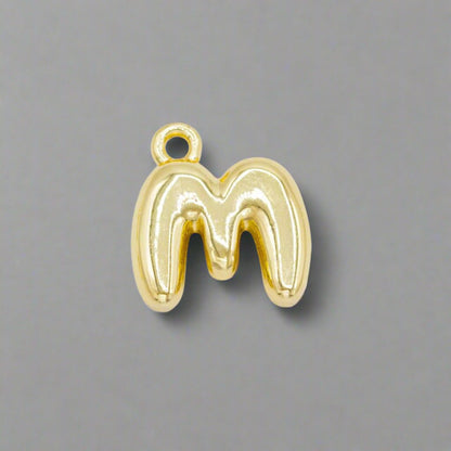 Small Gold Bubble Letter Necklace - Emerson & Oliver - Necklace Charms