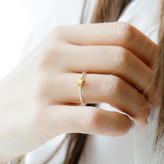 sterling DIA ring with gold star charm