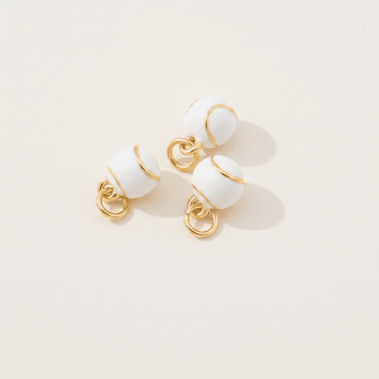 Tennis Ball Charm Pendant - White & Gold - Emerson & Oliver - Charm Pendant
