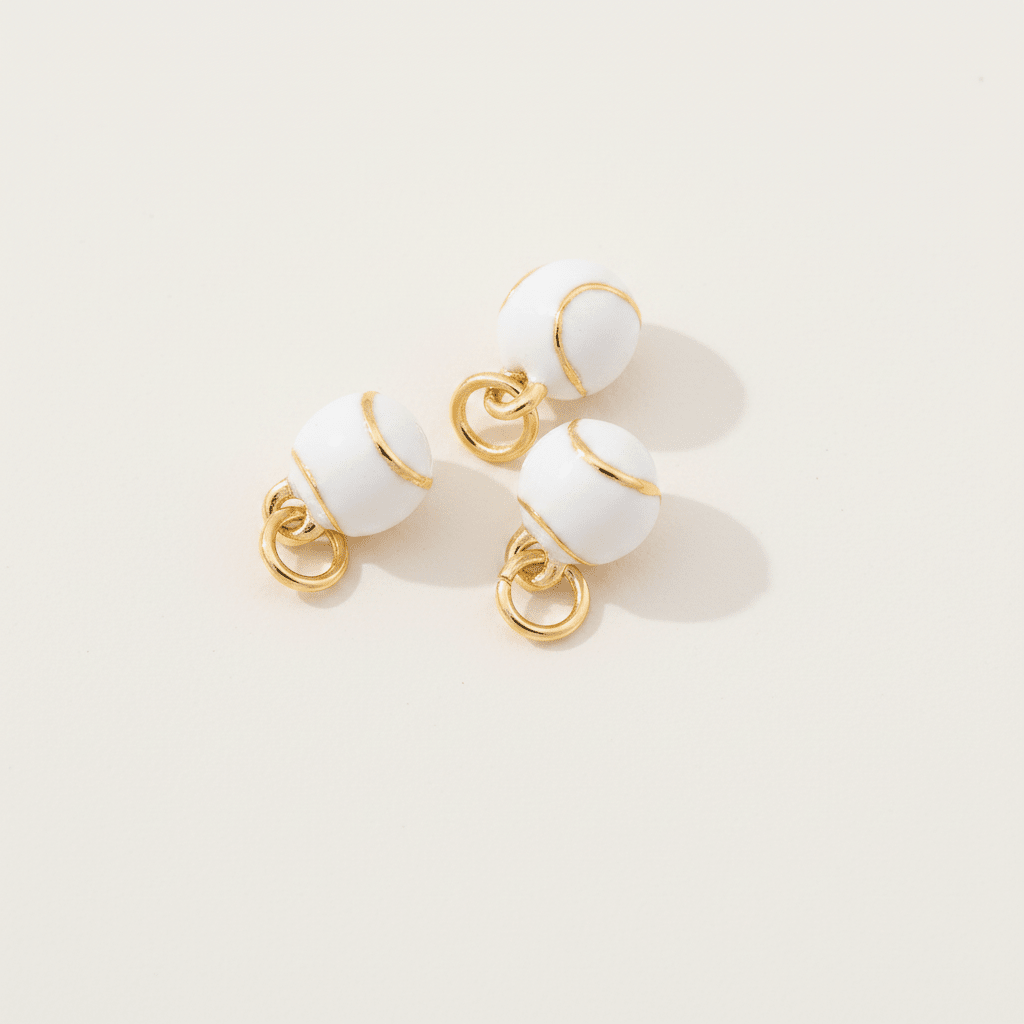 Tennis Ball Charm Pendant - White & Gold - Emerson & Oliver - Charm Pendant