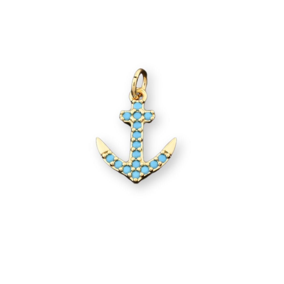 Turquoise & Gold Anchor Charm Pendant - Emerson & Oliver - Charm Pendant