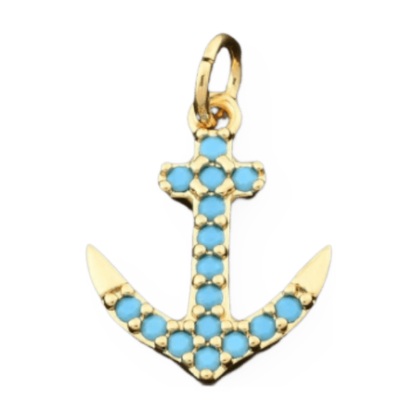 Turquoise & Gold Anchor Charm Pendant - Emerson & Oliver - Charm Pendant