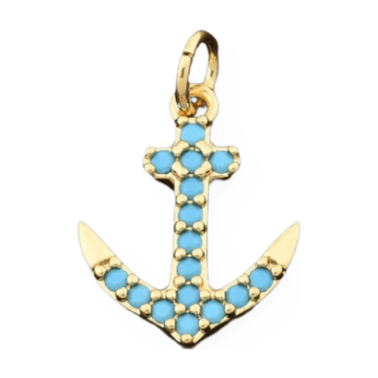 Turquoise & Gold Anchor Charm Pendant - Emerson & Oliver - Charm Pendant