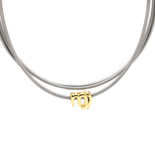 Gemini zodiac charm on a gold DIA spring bracelet set