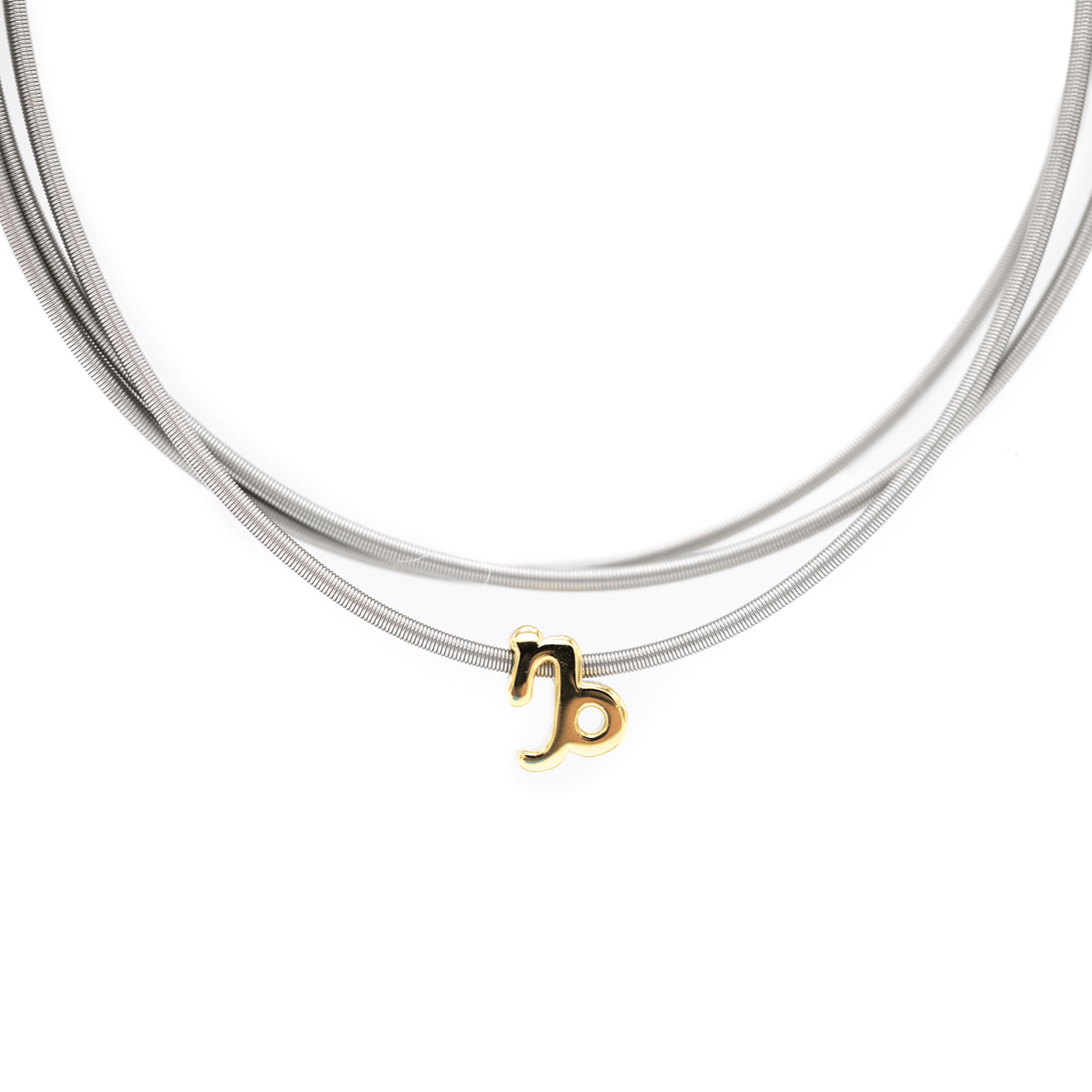 Libra zodiac charm on a gold DIA spring bracelet set
