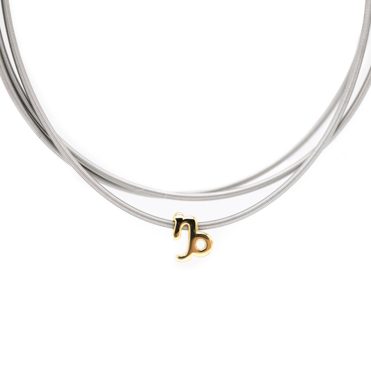 Libra zodiac charm on a gold DIA spring bracelet set