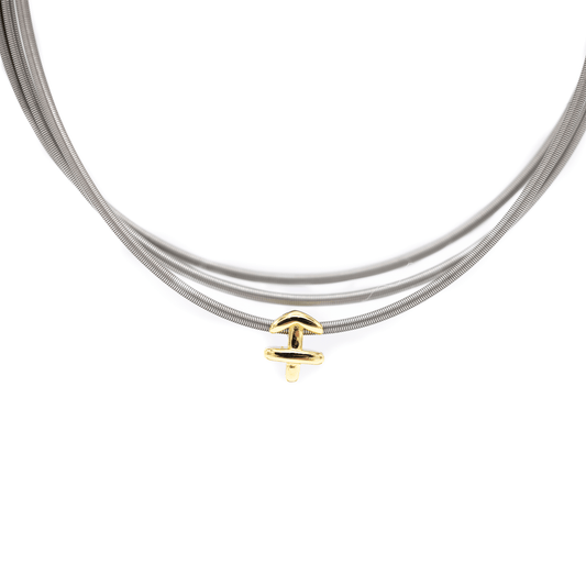 Virgo zodiac charm on a gold DIA spring bracelet set