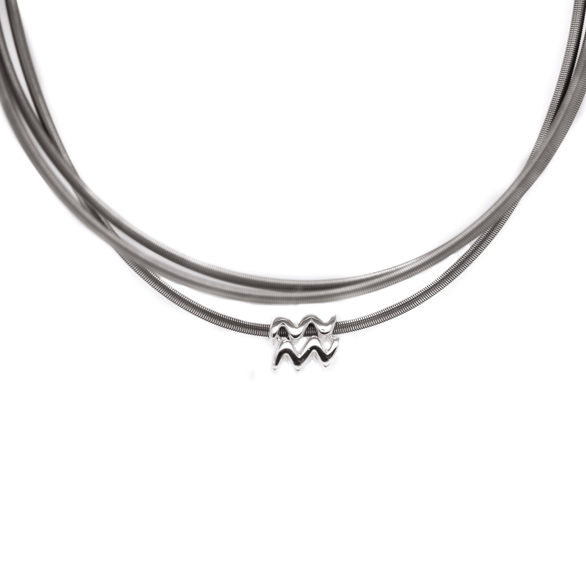 Scorpio zodiac charm on a silver DIA spring bracelet set