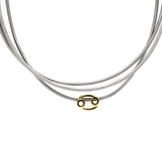 Aries zodiac charm on a gold DIA spring bracelet set