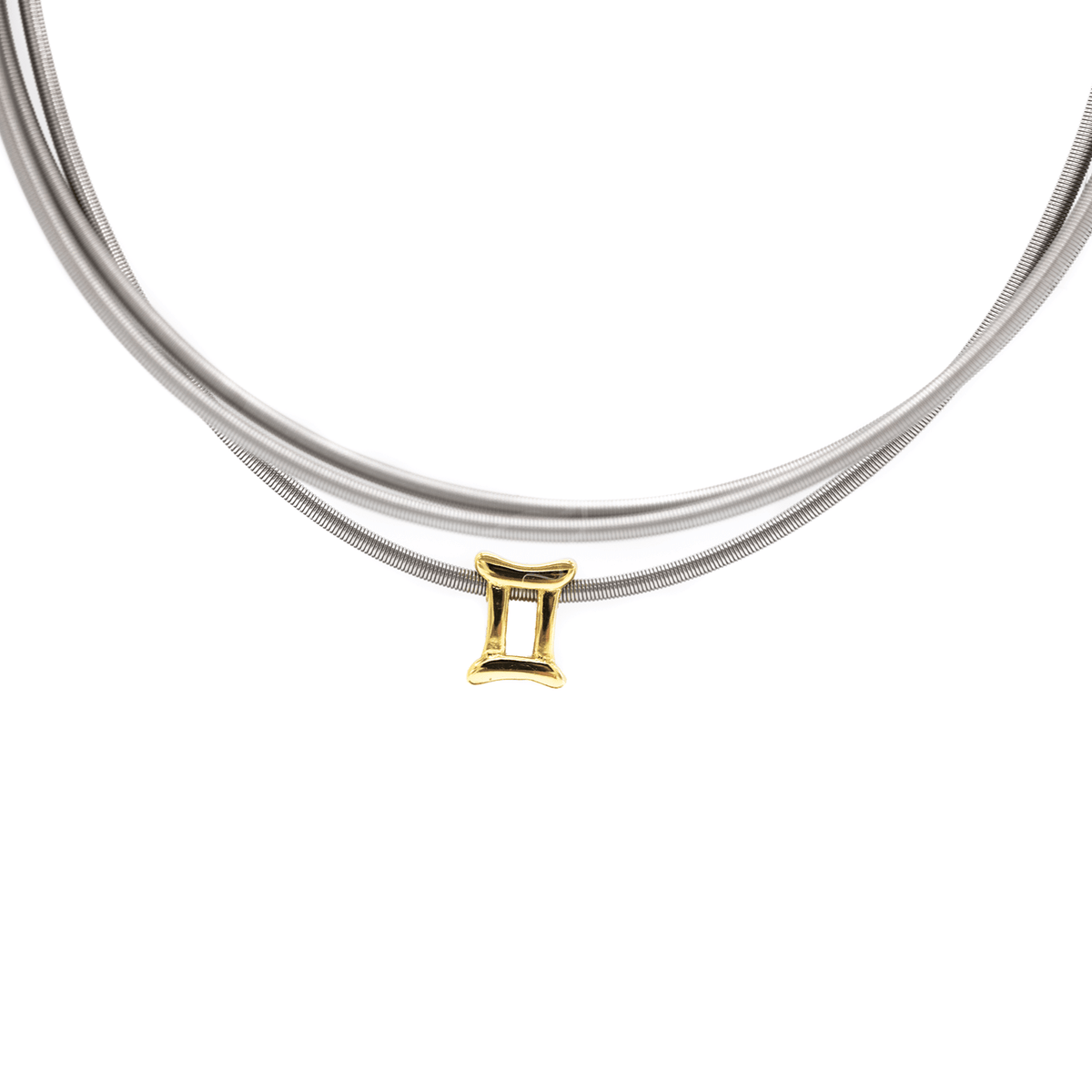 Pisces zodiac charm on a gold DIA spring bracelet set