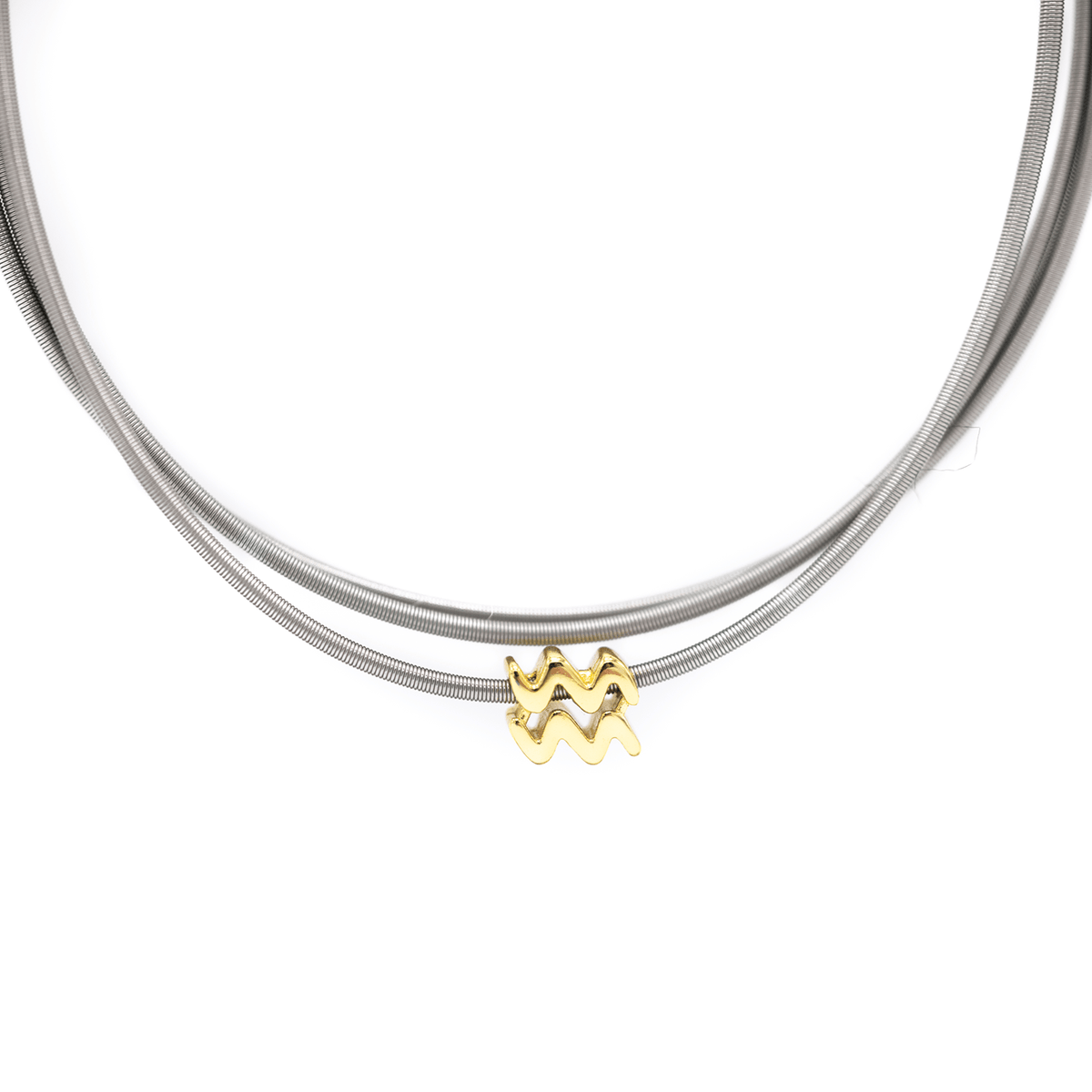 Scorpio zodiac charm on a gold DIA spring bracelet set