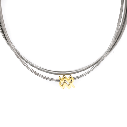 Scorpio zodiac charm on a gold DIA spring bracelet set