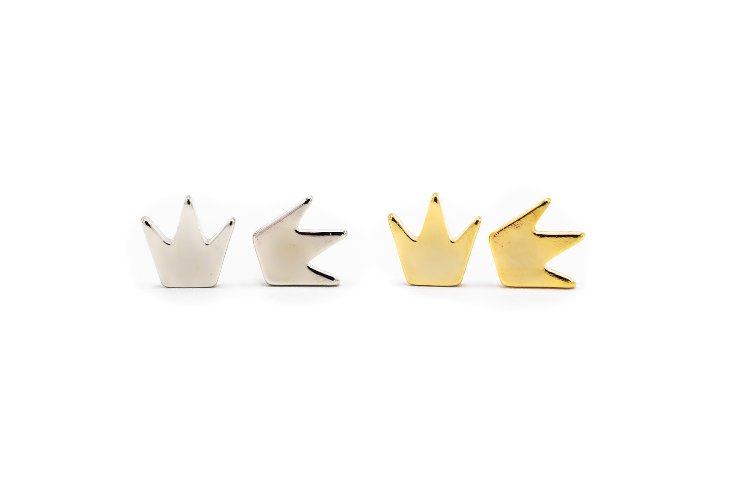 Crown Earrings Silver and Gold