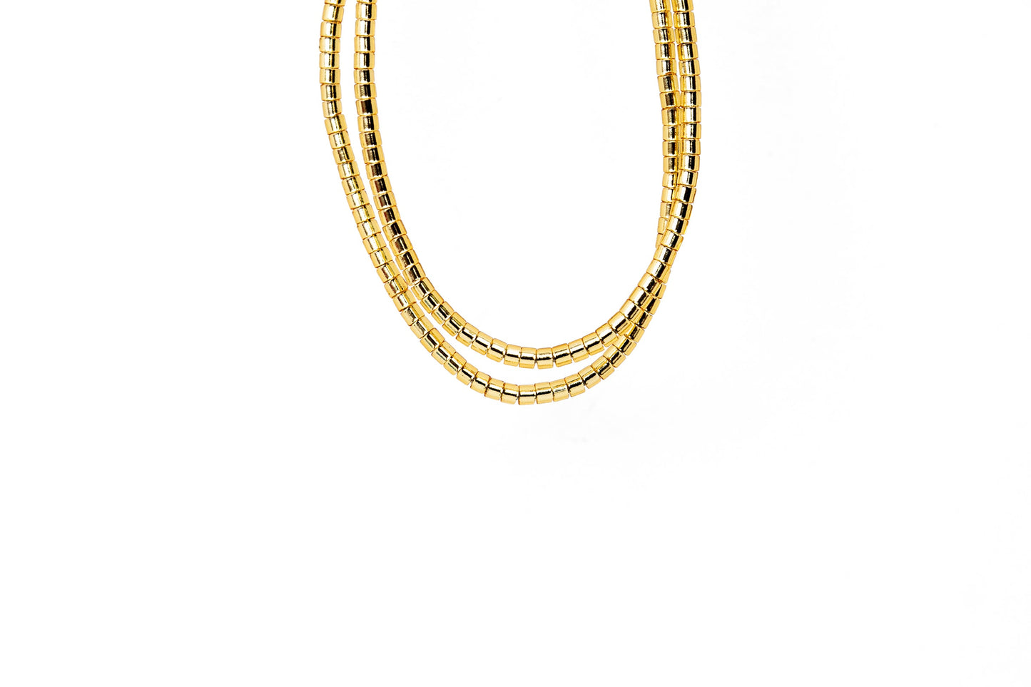 2 tiny beaded bracelets on string. Tiny gold beads.
