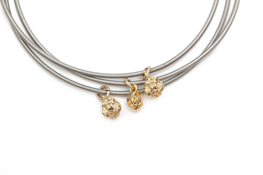 3 tiny gold rose charms