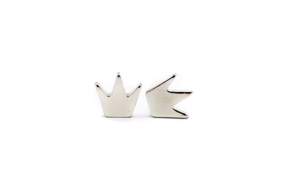 Silver Crown Earrings white background