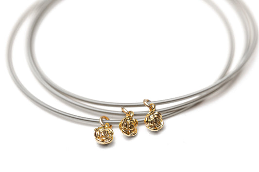 3 tiny gold rose charms